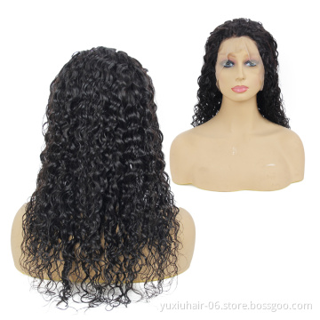 Wholesale Free Shipping Cuticle Aligned Unprocessed Brazilian Water Wave Virgin Human Hair Full Lace frontal Wig For Black Women
